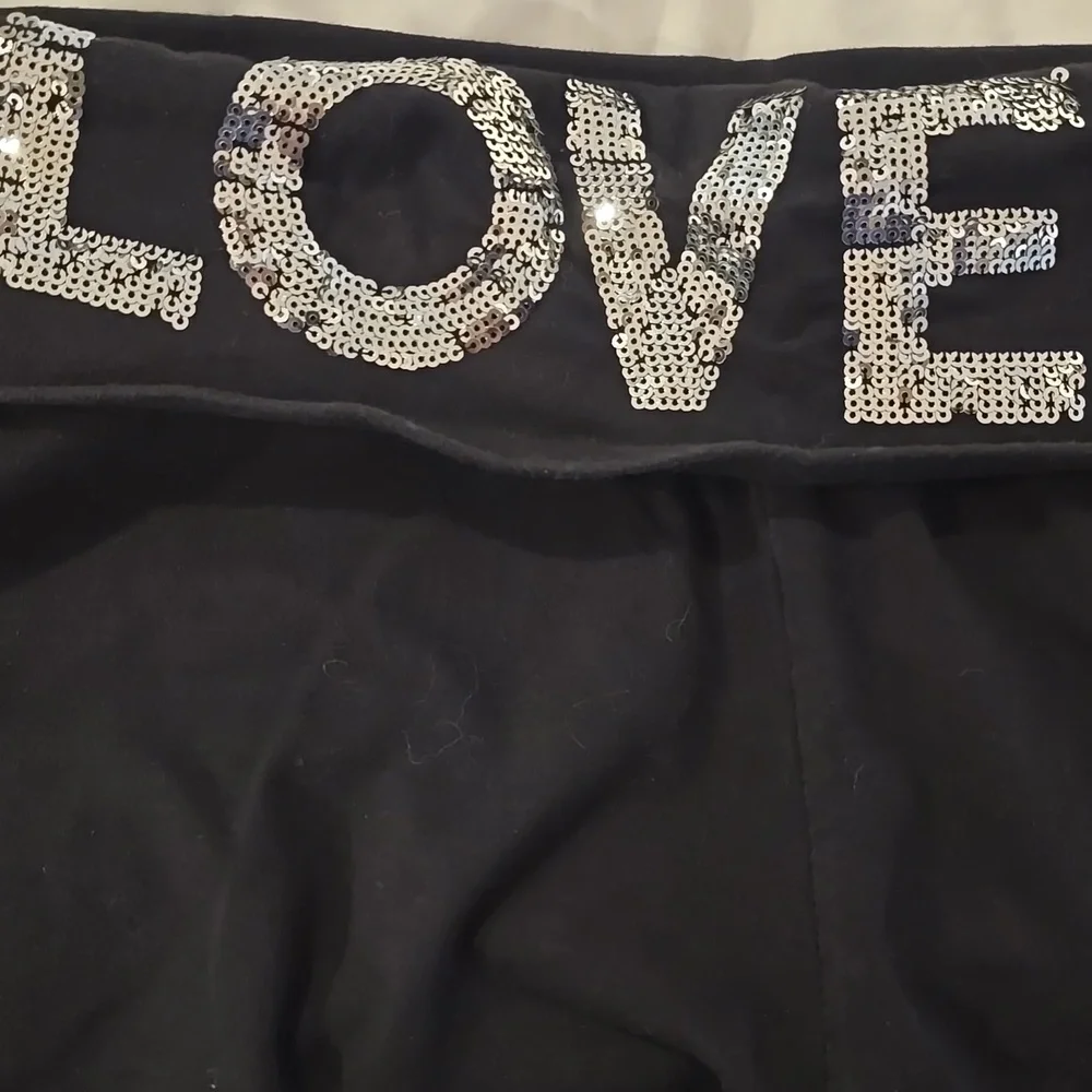 Black Love Sequin Yoga Pants - Picture 6 of 6